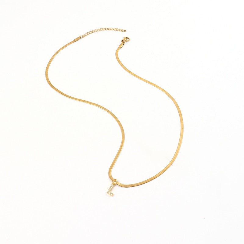 Herringbone Classic Initial Pendant Necklace